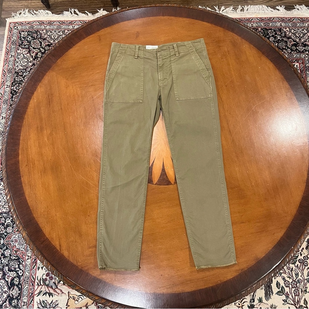 Nili Lotan Jenna Pant Low-Rise Twill Military Raw Hem Green Size 4 Patch Pockets - Picture 2 of 16
